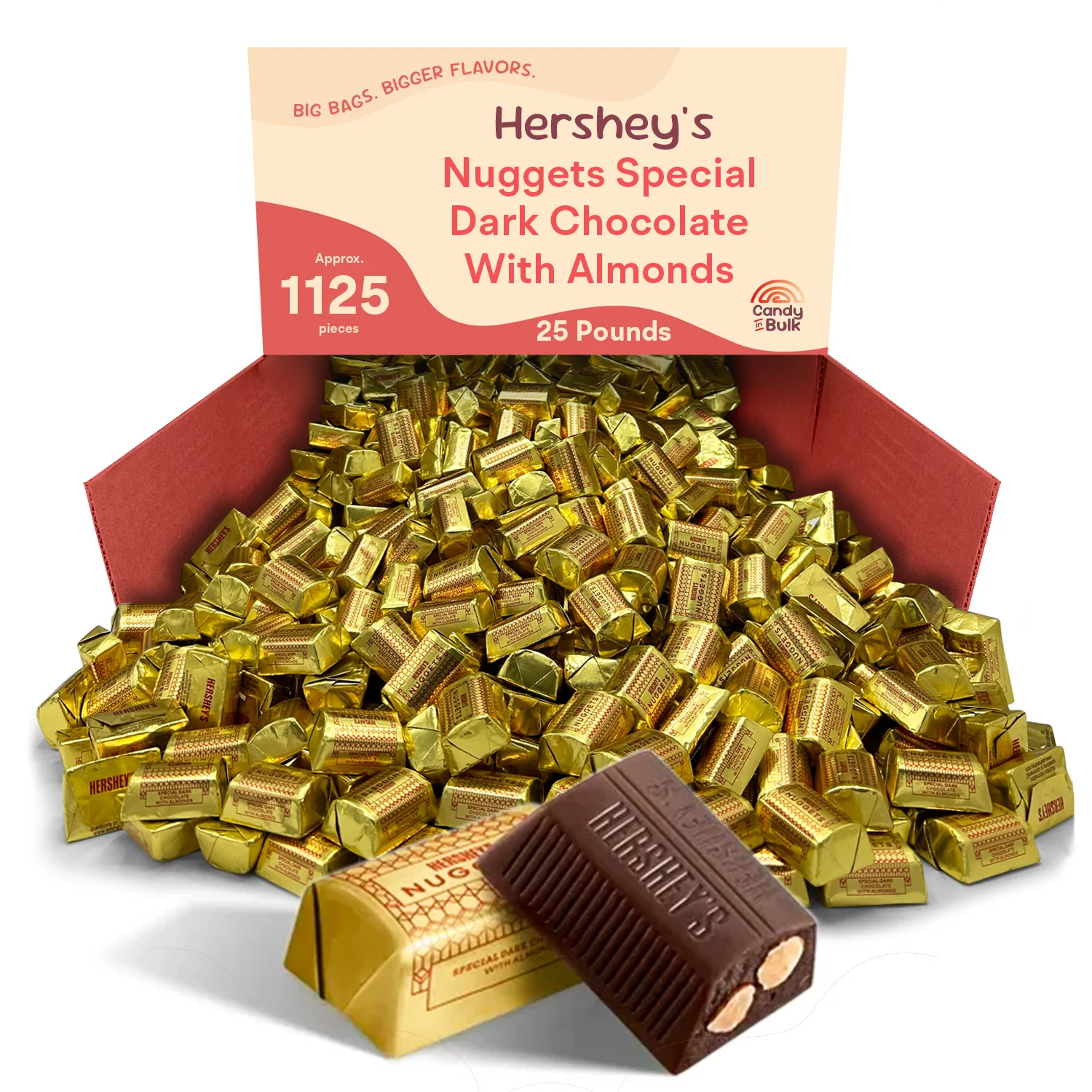 Hershey's Nuggets Special Dark Mildly Sweet Chocolate with Almonds – Bulk Value Bag - Image 4